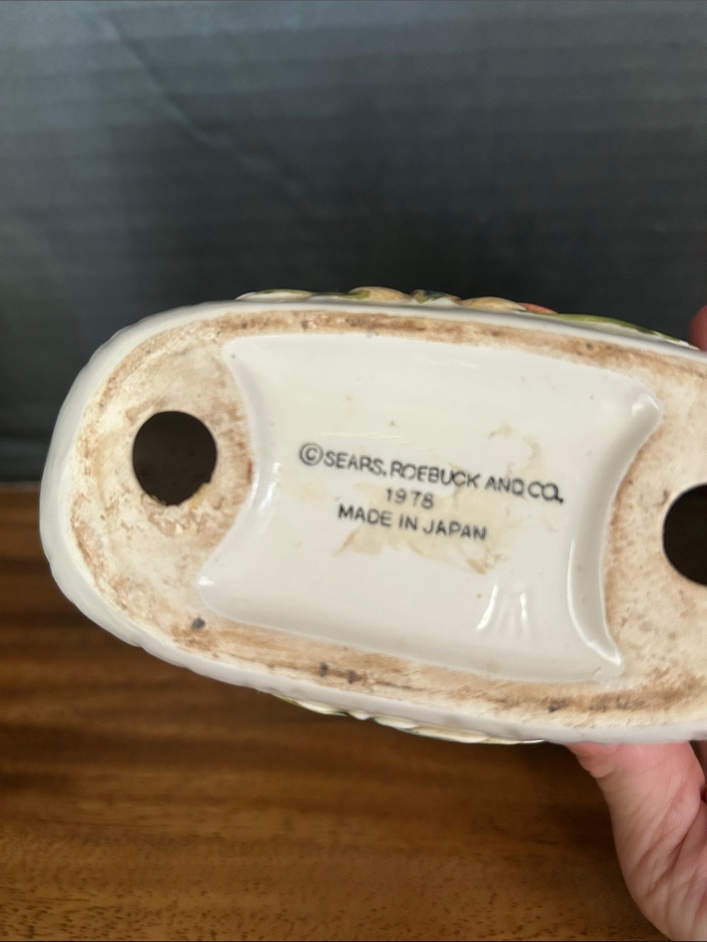 VTG Merry Mushroom Design Ceramic Napkin Holder 1978 Japan Stamped Retro SEARS - Picture 5 of 6